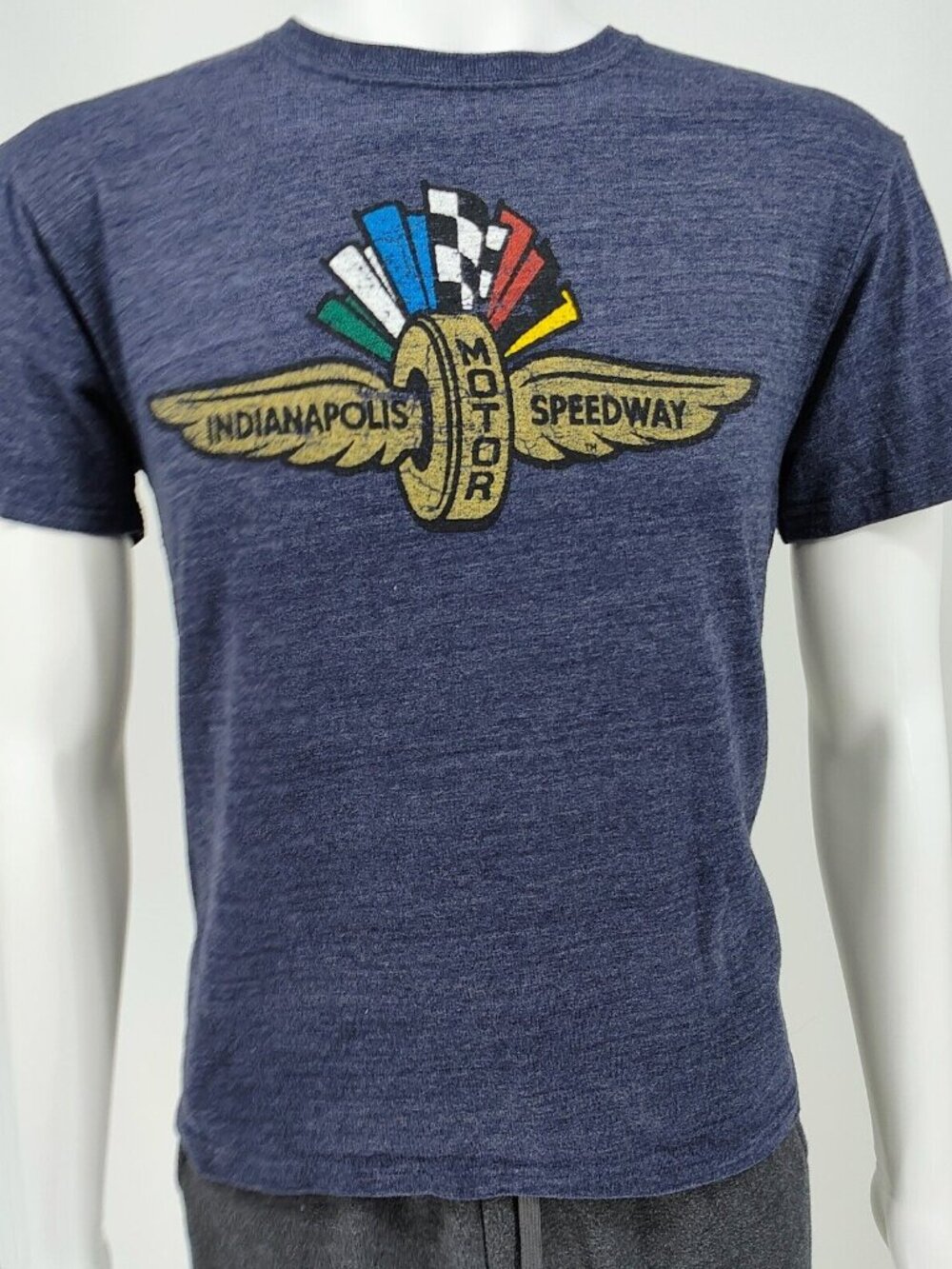 Indianapolis Motor Speedway Wing Wheel Flag Logo Graphic T-Shirt (Boys Large)